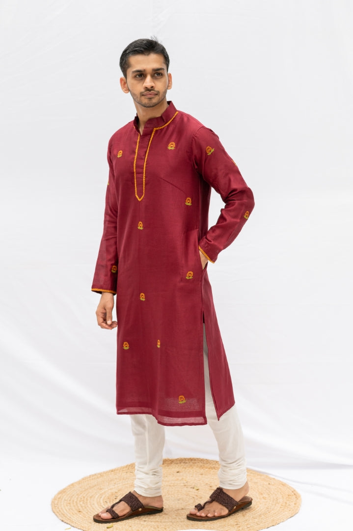 Maroon Rose kurta