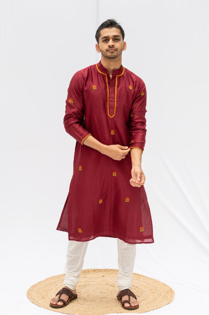 Maroon Rose kurta